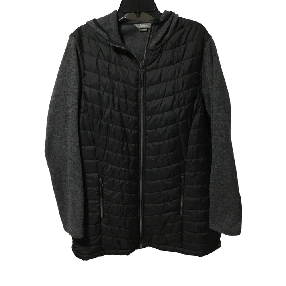 Natural Reflections Full Zip Jacket Black/Charcoal Gray Hooded Coat Size XXL EUC